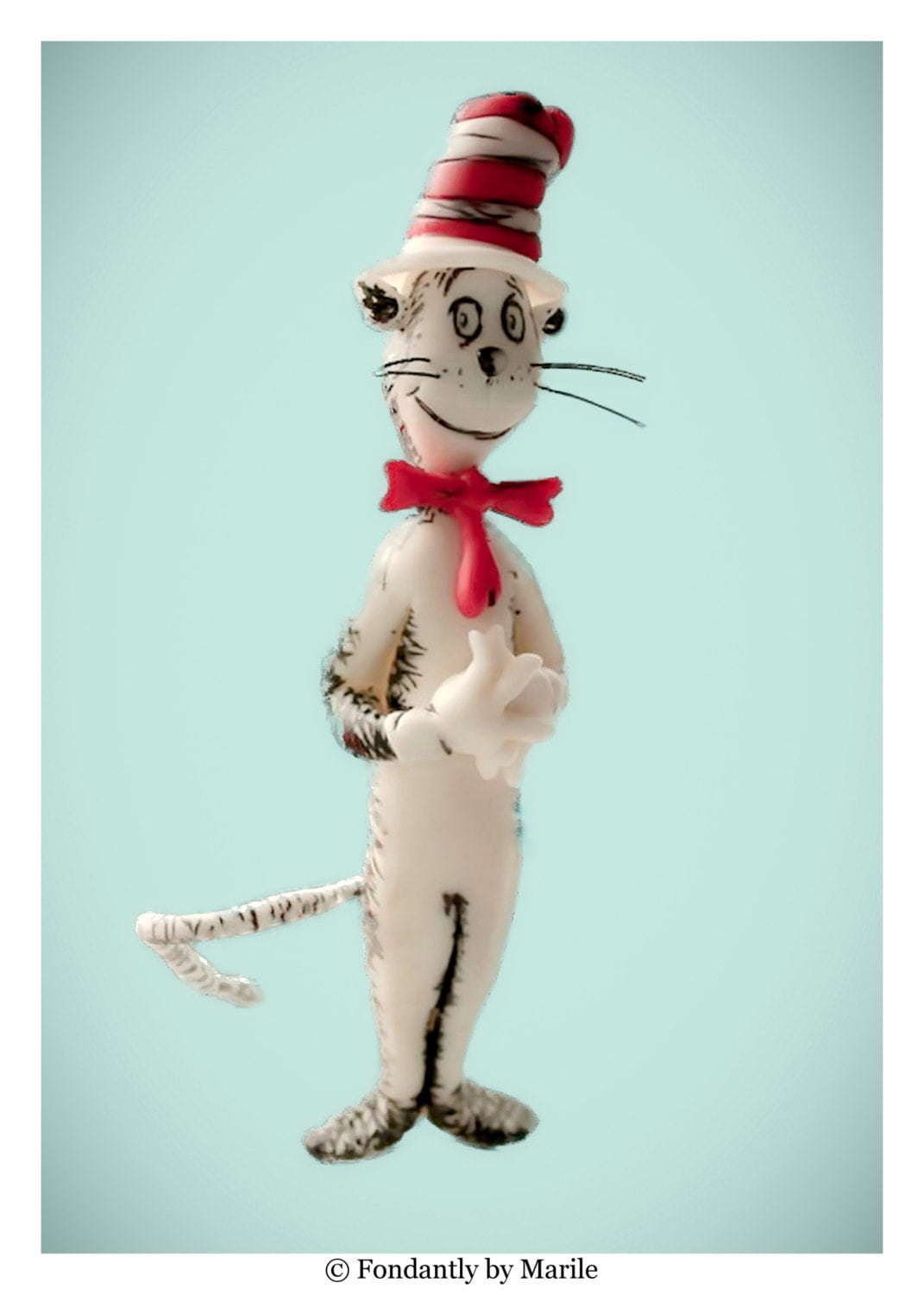 Cat in the Hat Cake Topper Fondant 6 Tall