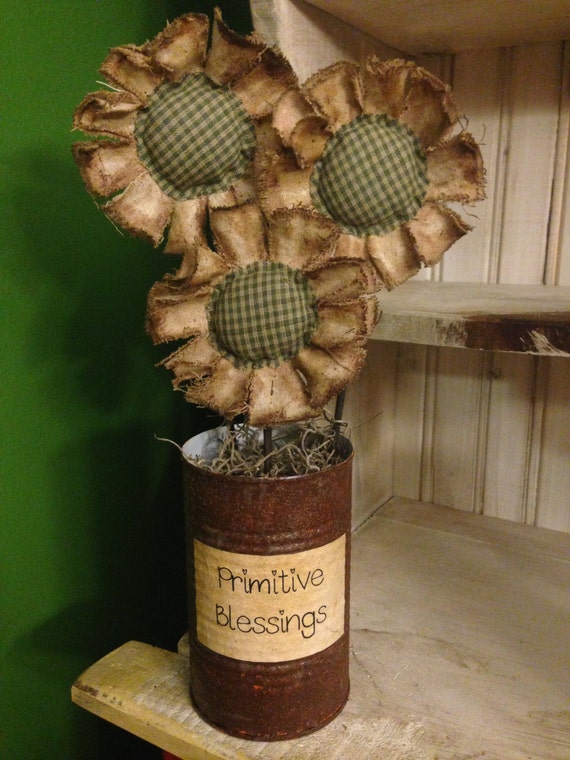 Items similar to Primitive Flower Arrangement - Green on Etsy