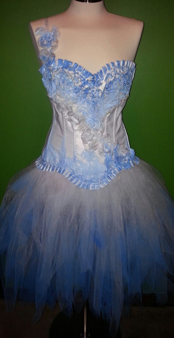 Items Similar To Corpse Bride Emily Hand Painted Corset Tulle Tutu