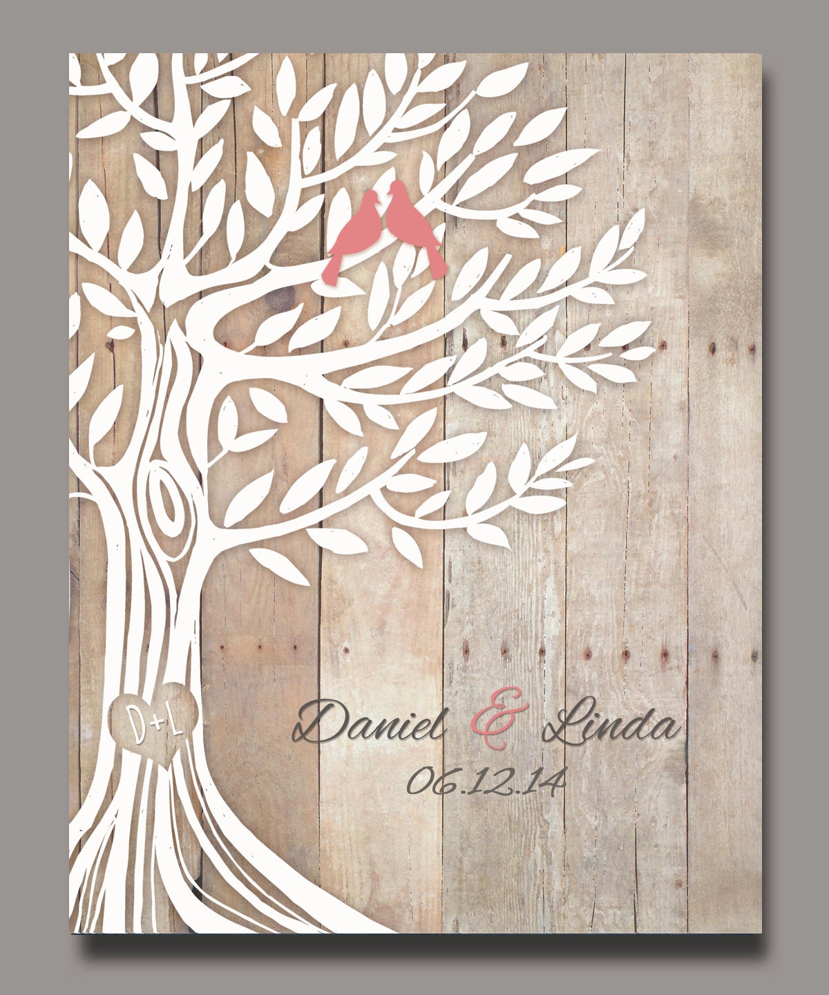 Personalized Wedding Gift Custom Engagement gift Love Birds