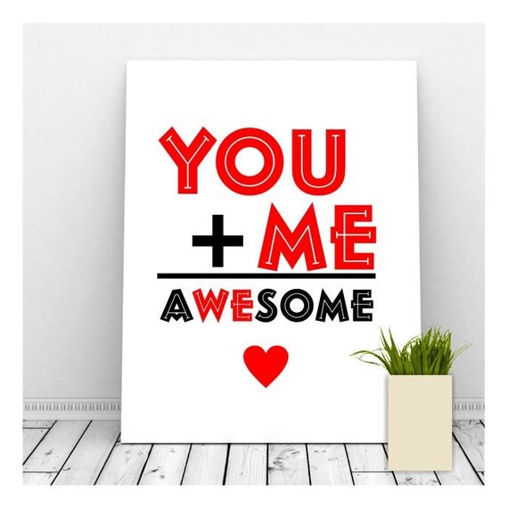 You Plus Me Valentine Art Instant Download Printable Art