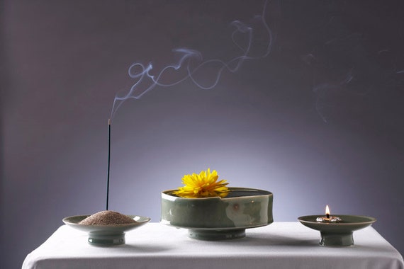 Items similar to Zen Buddhist Altar Set: Three paper thin porcelain ...