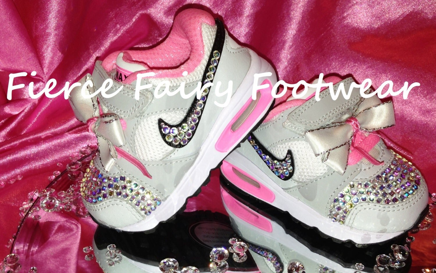 BLING Baby Nike Air Max Trainers Size 3 with Beautiful Crystal