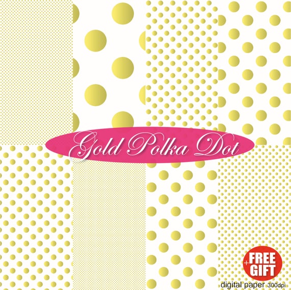 Gold polka dot digital paper Gold decor Gold print clipart gold party Gold picture frame background Yellow gold engagement invitation girl