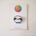 Hand draw Sloth, Animal Brooch, Badges, Happy Sloth with bow tie