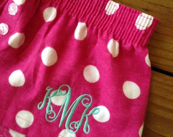 Monogrammed Pajama Shorts Polka Dot PJ Boxers Personalized Monogram ...