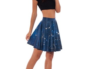 Galaxy Skirt, Star Skirt, Galaxy Clothing, Navy Blue Skirt, Zodiac Skirt, Festival Skirt, Summer Skirt, Skater Skirt, Sexy Skirt Short Skirt