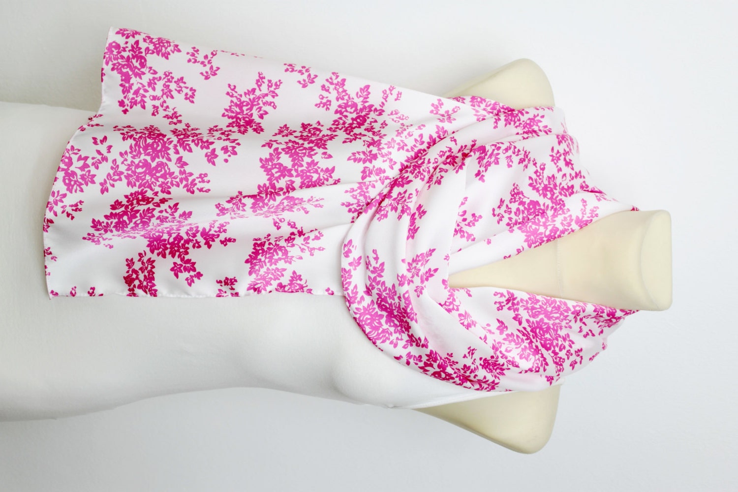 White Pink Floral Scarf Fashion Scarf Fabric Scarf Women Shawl