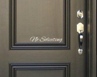No Soliciting Sign Vinyl Decal Sticker - Script