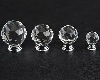 Clear Crystal Ball Knobs / Glass Knobs / Drawer Knobs / Dresser Pulls Handles / Kitchen Cabinet Knob Sparkly Decorative Hardware L08