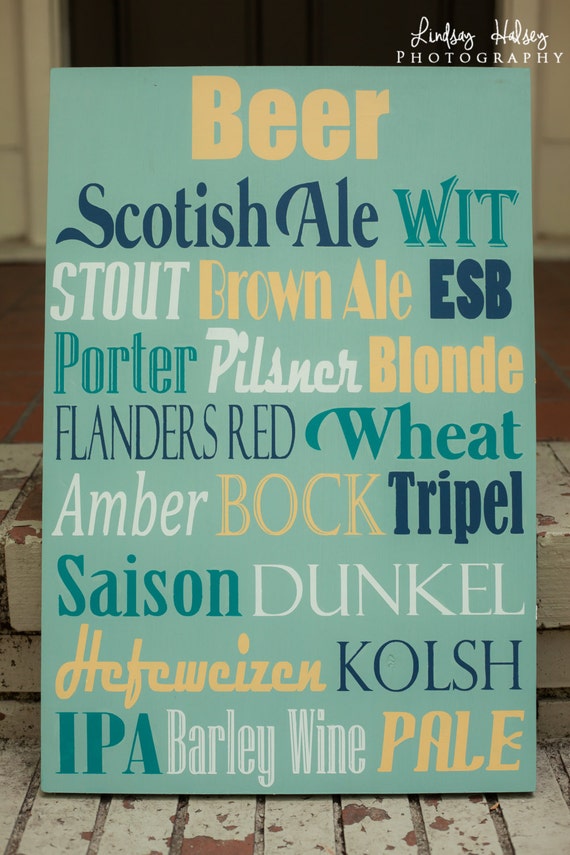 Items similar to Beer 16x24 wood sign Types of beer on Etsy