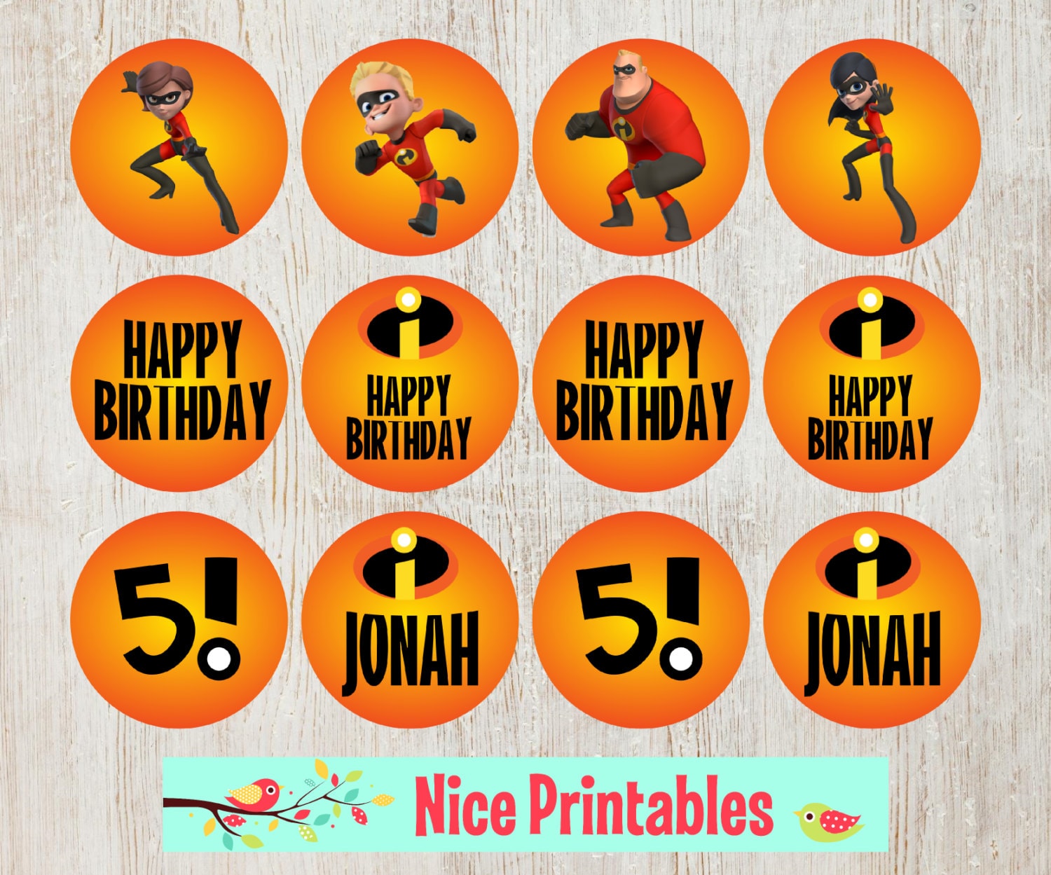 disney Incredibles cupcake toppers Superheroe by NicePrintables