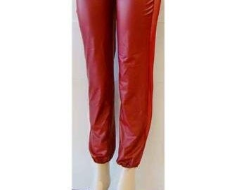 red leather joggers