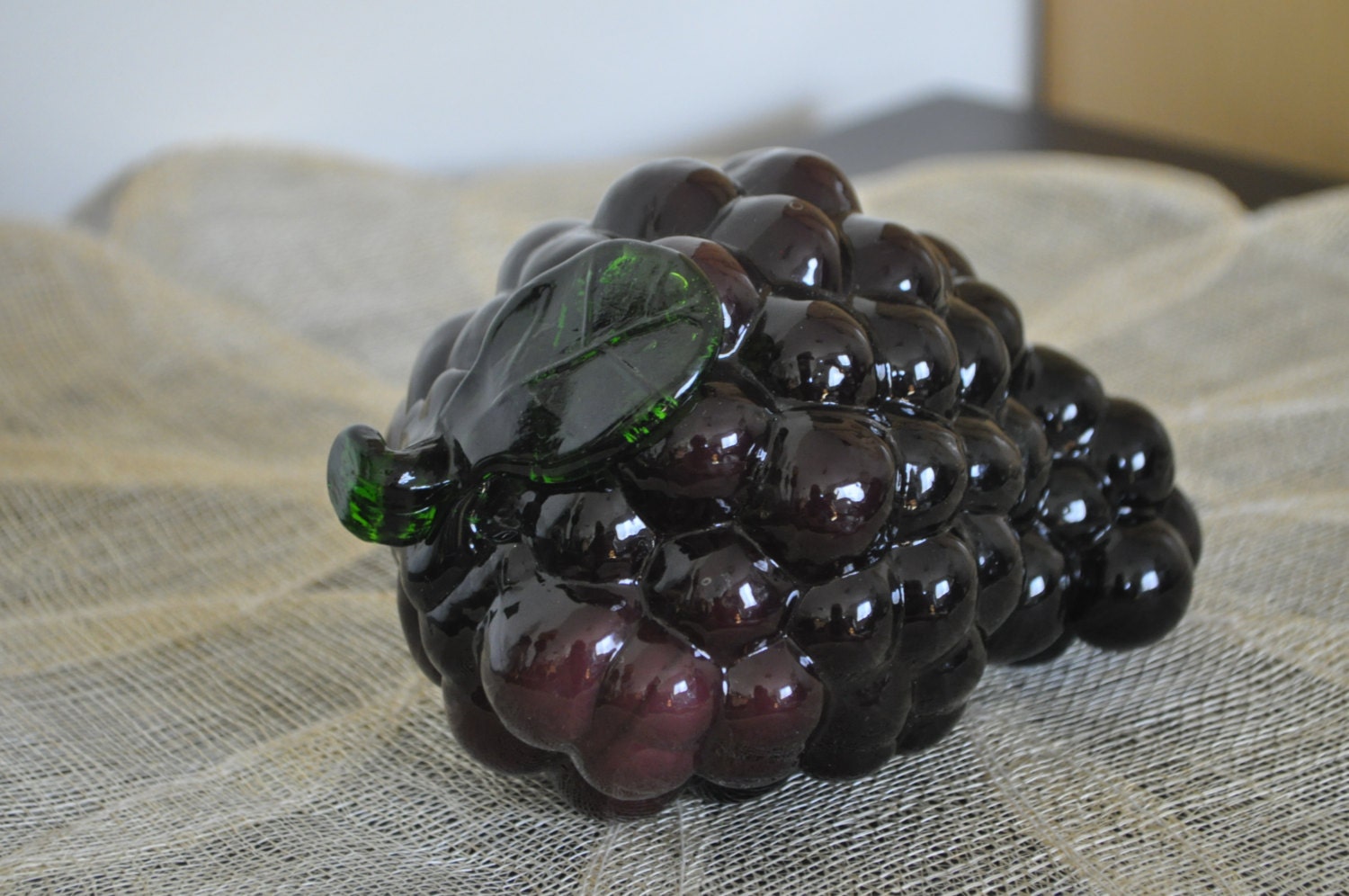 Large grapes cluster glass decoration. Hand by RJvintagencounters