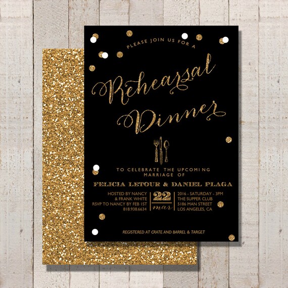 Wedding Rehearsal Dinner Invitation Black and by FateandFourtune