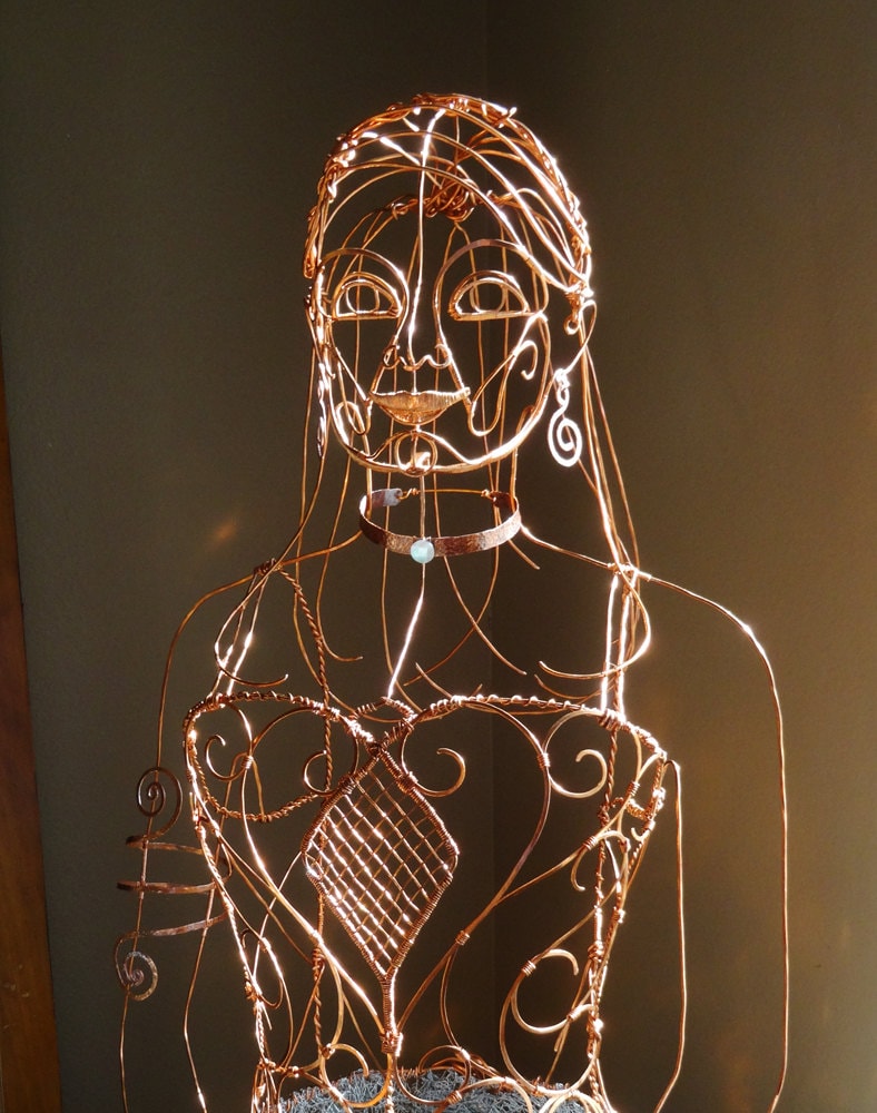 Ethereal Girl Life Size Woman Wire Sculpture by sparkflight