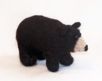 Needle Felted Animal - Black Bear - Felt Animals - Soft Sculpture - Needlefelt Bear - Wildlife - Gift Item