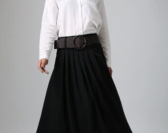 Maxi Skirt Black skirt Long skirtlinen skirt womens