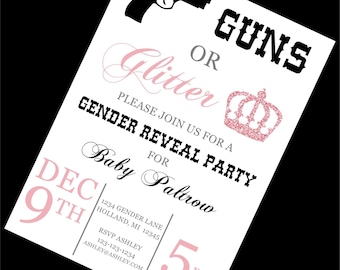 Guns or Glitter Gender Reveal Invitation | Guns or Glitter | Guns or Glitter Gender Reveal | Gender Reveal Ideas | Gender Reveal Party