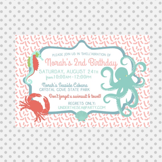 Octopus party Invitation - Pool party Invitation- under the sea - beach party - party supplies Il_570xn