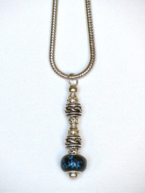Bead Pin Pendant Necklace European Style Beads Silver