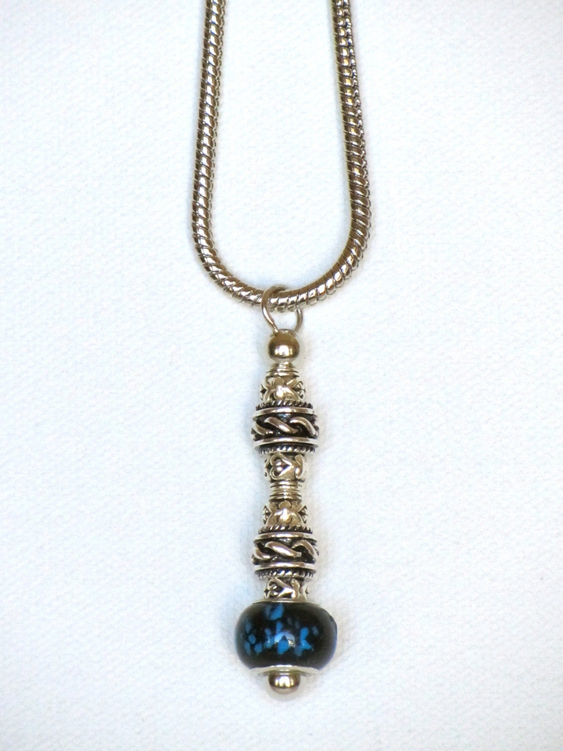 Bead Pin Pendant Necklace European Style Beads Silver
