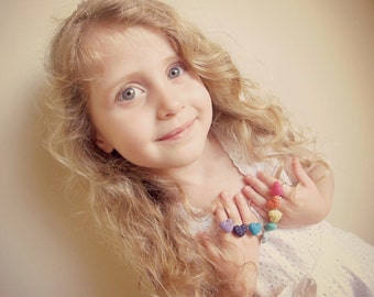 Heart Ring/ Fuchsia Heart Ring/ Girl Ring/ Adjustable Silver Ring/ Pink Heart Ring/ Children Jewelry