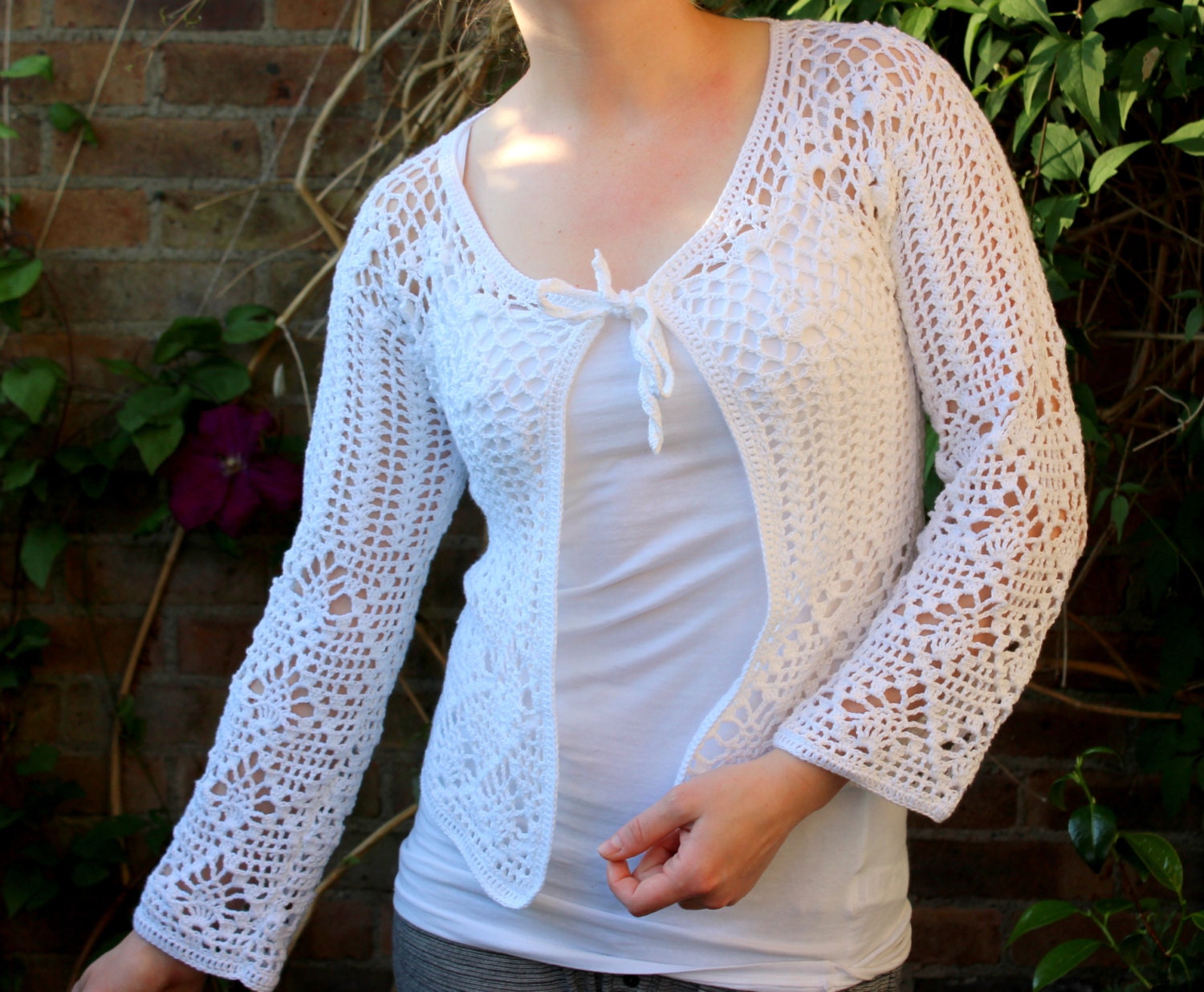 White Crochet jacket cardigan blazer for women Lace crochet