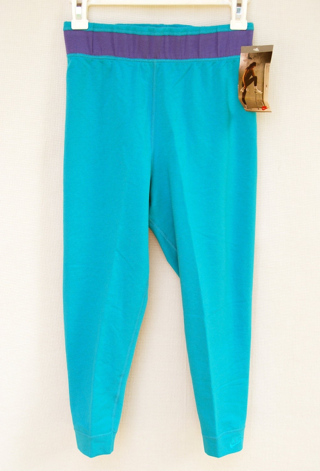 Vintage 80s 90s Nike Spandex Workout Pants Womens Turquoise