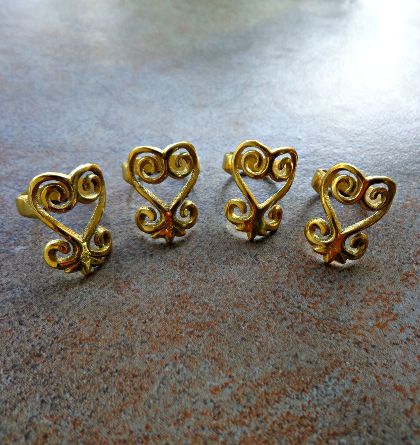 Brass Sankofa Ring Adinkra Symbol Jewelry Statement Jewelry 
