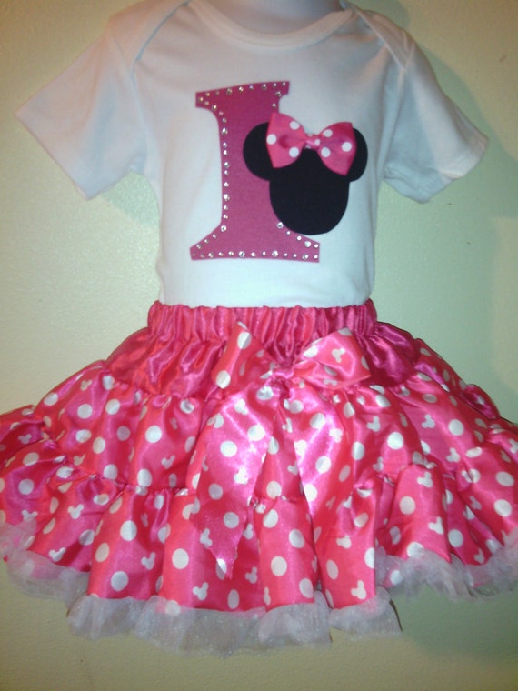 Minnie Mouse Dress Pink outfit birthday number 1T,2T,3T,4T,5T,6T,7T,8T