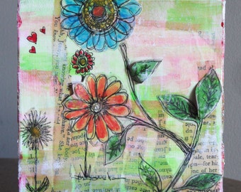 Popular items for whimsical flower art on Etsy