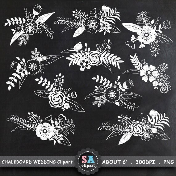Chalkboard Wedding Clipart "WEDDING FLOWER" clip art pack ...