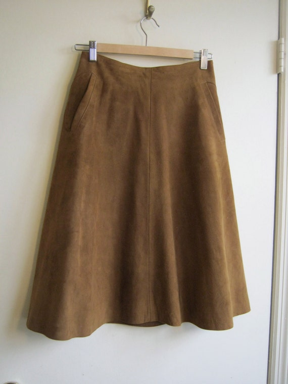 1970s buckskin skirt a-line half circle skirt deerskin