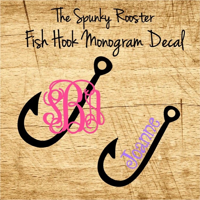 Fish Hook Monogram Decal by TheSpunkyRooster on Etsy
