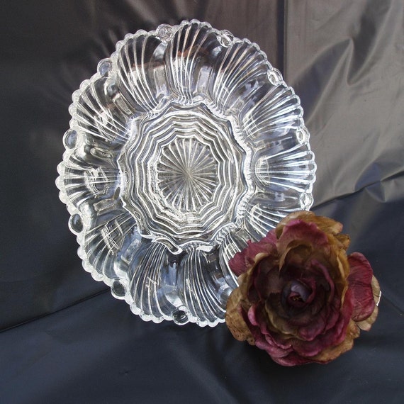 Vintage Deviled Egg Platter / Glass Egg Plate / 60s by WhimzyThyme
