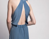 Bridesmaid Dress, Maxi Evening Dress, Open Back Evening Dress, Wedding Guest Evening Dress, Formal Evening Dress, Blue Evening Dress