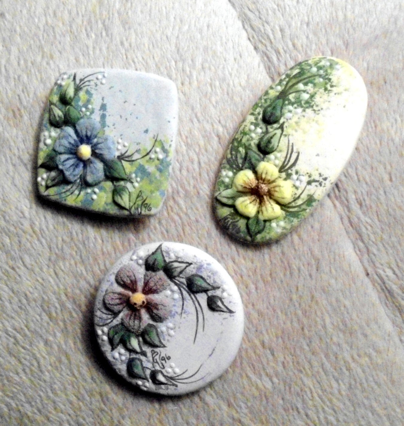 Ceramic floral set of 3 hand by SomethingPrettyGifts