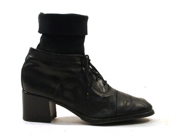 90s Chunky Platform Ankle Boots / Black / Women's by SpunkVintage