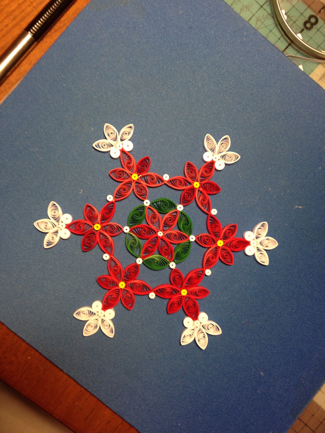 Poinsettia Snowflake Ornament