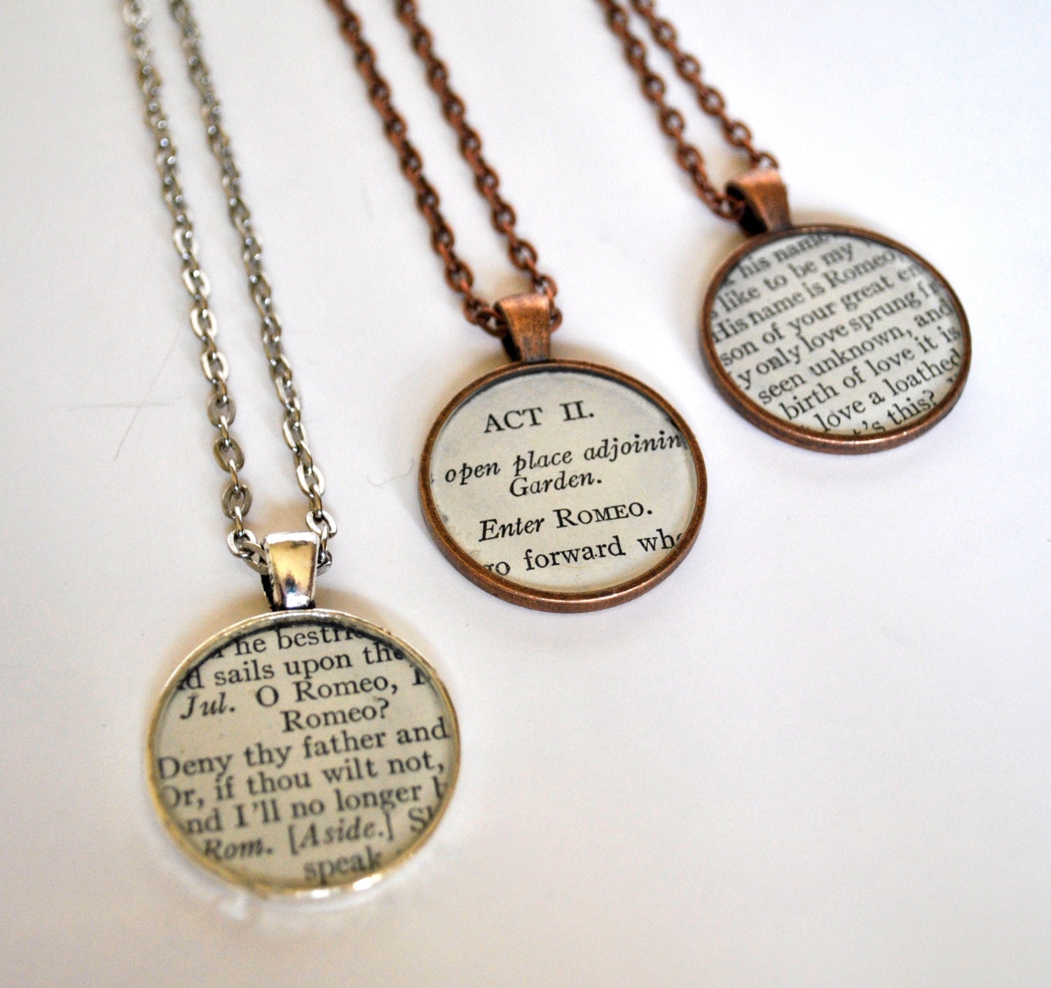 CUSTOM Shakespeare Necklace Recycled Book Jewelry Theater