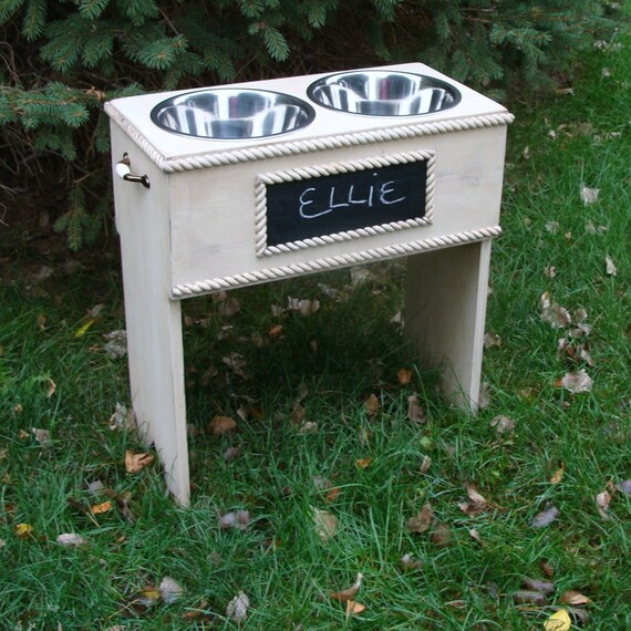 Elevated Dog Feeder Chalkboard Feeding Stand by baconsquarefarm