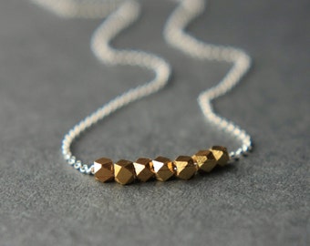 Gold Vermeil Necklace, Gold Nugget Necklace, Mixed Metal Jewelry, Minimal Jewelry Jewellery, Minimal Necklace, Vermeil Nugget Necklace