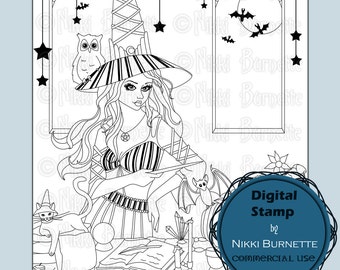 Digital Stamp Printable Coloring Page Fantasy Art by aurella27