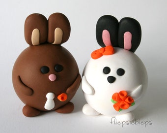 Custom Bunny Rabbit Wedding Cake Topper (brown)