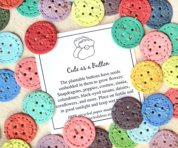 10-100 Cute as a Button Baby Shower Favors Plantable Seed