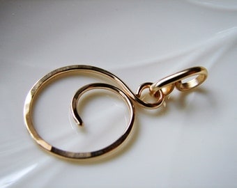 Gold Filled Curly Q Pendant - Hand Forged