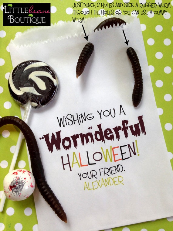 Halloween Favor Bags, Worm Favor bags