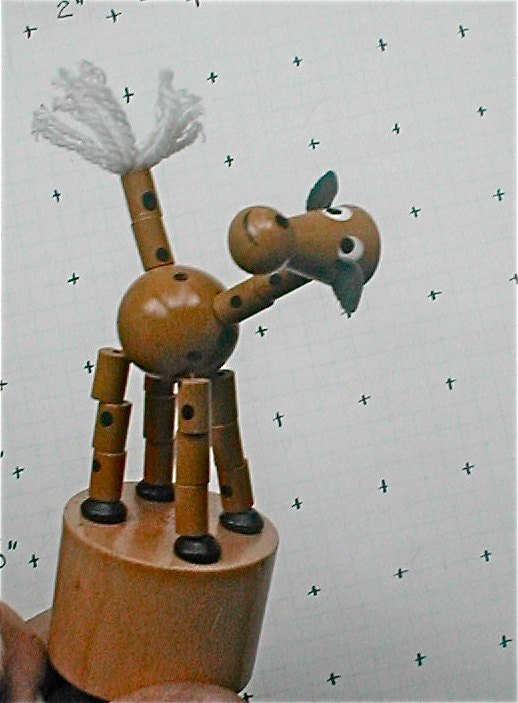 Wooden Giraffe Collapsible String Puppet by studiostebbylee