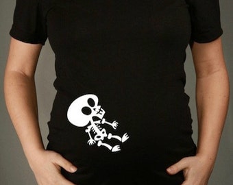 Halloween Baby Skeleton Maternity Shirt